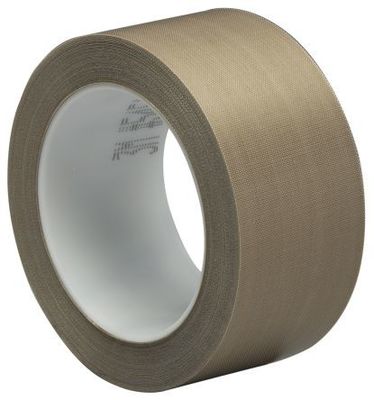 Yüksek sıcaklık PTFE Teflon Fiber Isı yalıtım makineleri için Kahverengi renkte kullanım için cam kumaş bant tedarikçi